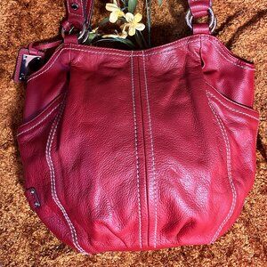 NWOT Tignanello Red Leather Bucket Bag